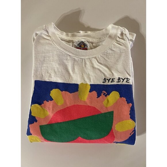 Vintage 90s Bye-Bye Cayman Islands neon graphic white tshirt single stitch XL - Picture 7 of 12